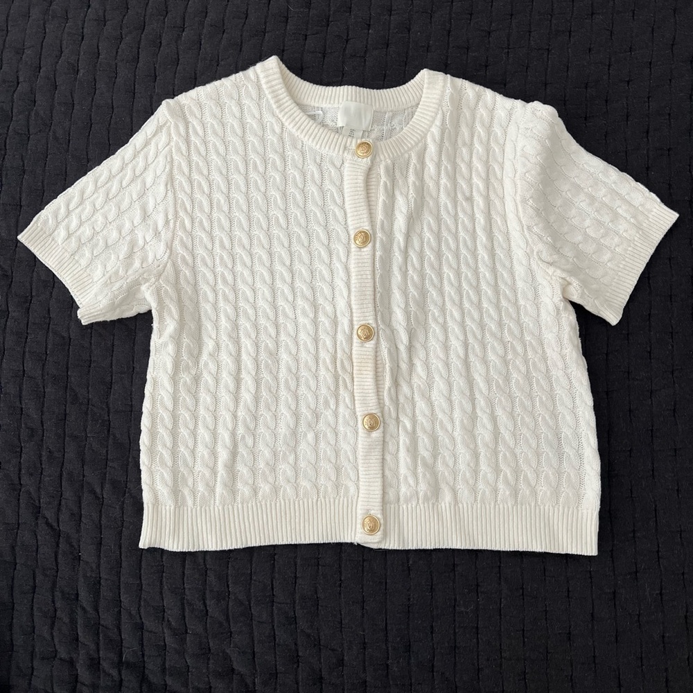 H&M Cable Knit Button-Up Sweater